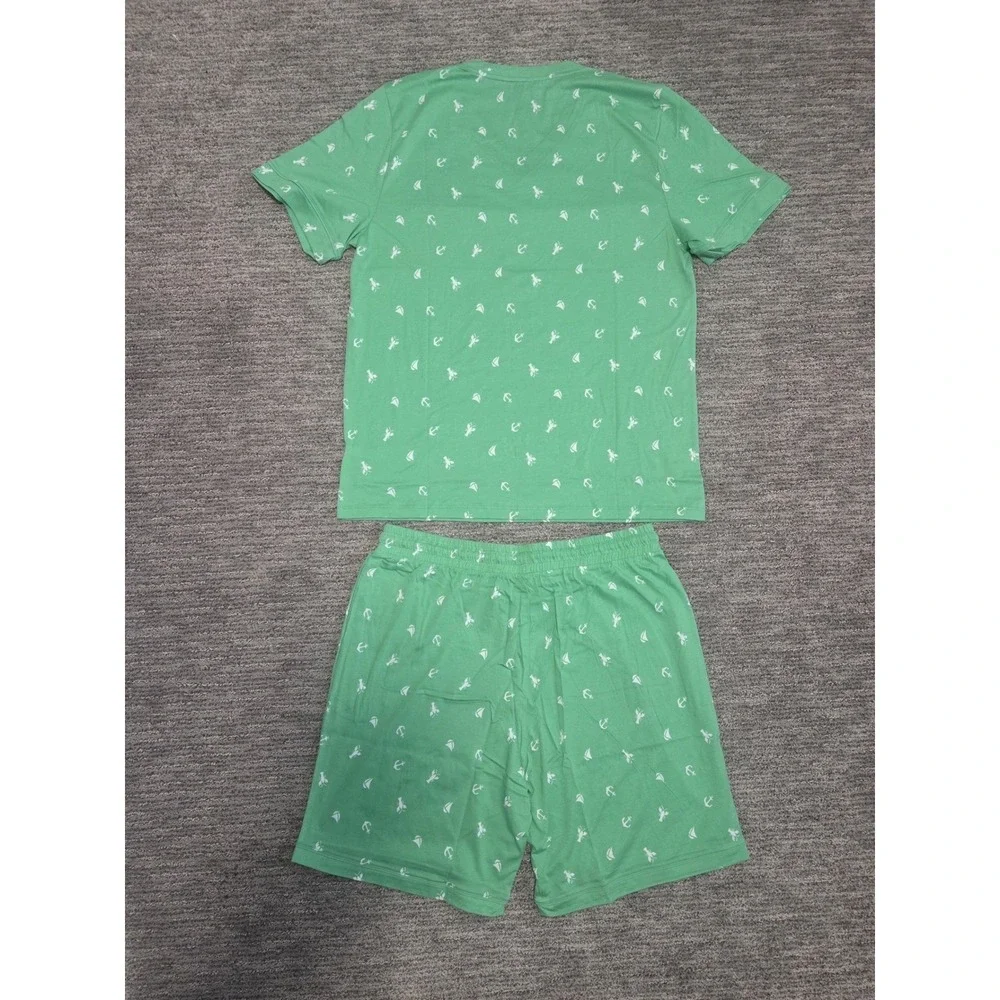 Cosabella Mens Road Trip Lounge Set Green Nautical Anchor Lobster Print Large